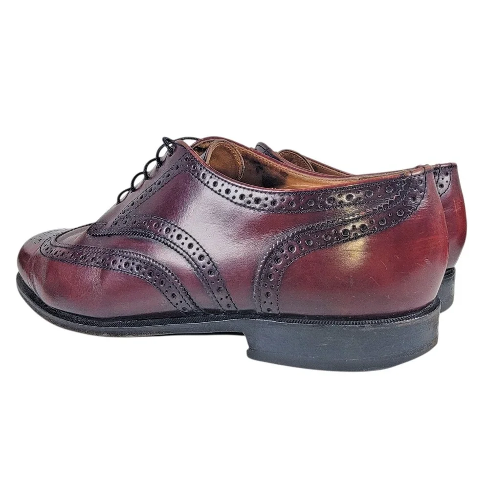 Vtg Cole Haan Full Wingtip Brogues Burgundy Leather 11 D USA‎ Made Dress Oxford